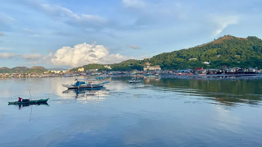 Fishing harbor and hillside village
