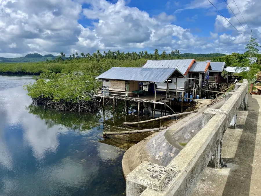Stilt homes over the water in the Philippines